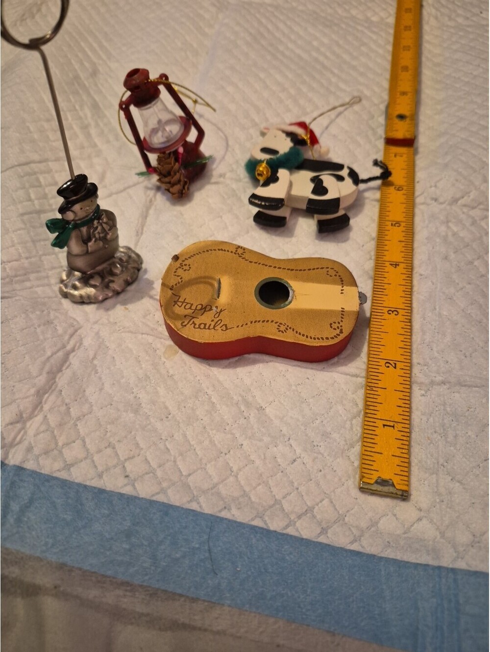 Vintage Christmas Ornaments 10pc Various Wood Tree Display Holiday Decoration